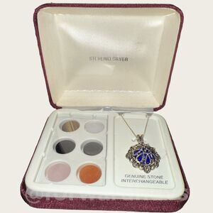 925 18” Silver Necklace with Interchangeable Semi-Precious Stones